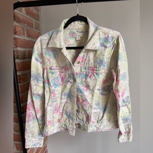 Cotton & Linen Christopher & Banks Multicolor Floral Jean Jacket